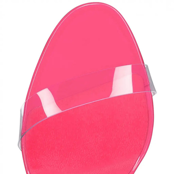 Christian Louboutin Just Nothing 85 Pink Patent PVC Sandal Mule Heel Pump 36.5 - Picture 6 of 12